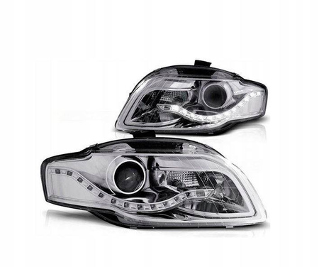Lampy przednie reflektory Audi A4 B7 CHROM DAYLIGH