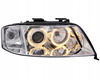 Lampy przednie reflektory Audi A6 C5 CHROM Soczewki + Ringi