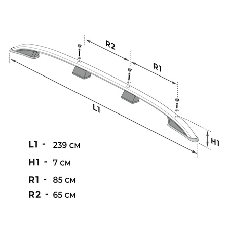 Relingi dachowe Volkswagen Multivan VII T7 L2 | LWB 2021- Srebrny LONG