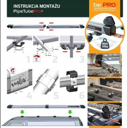 Bagażnik Dachowy Tuba Na Rurki Rhino 4 Metry