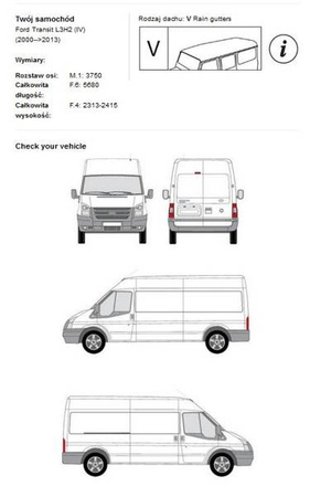Platforma bagażnik dachowy Ford Transit  L3H2 OD 2000-2013
