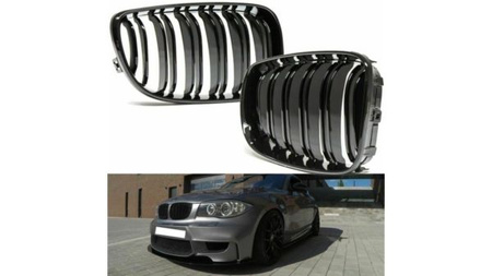 GRILL BMW E81 E87 E88 07-12 DUAL LINE GLOSS BLK