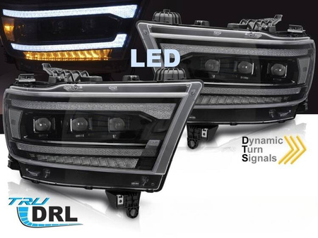 Lampy reflektory full LED black do Dodge Ram 19-22