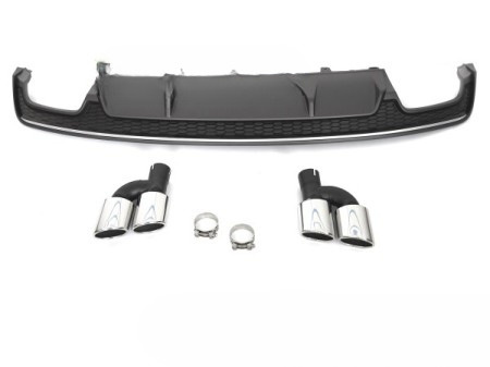 Dyfuzor Zderzaka Tył z Końcówkami – Audi A7 C7 (2014-2018) – Sport S Style Silver-Black