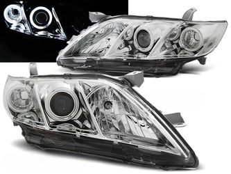 REFLEKTORY LAMPY PRZEDNIE TOYOTA CAMRY 6 XV40 06-09 ANGEL EYES CHROME