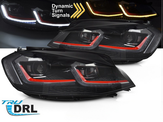 LAMPY PRZEDNIE REFLEKTORY RED LED SEQ DRL VW GOLF VII