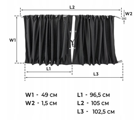 Zasłony zaciemniające drzwi boczne prawe do VW TRANSPORTER T6.1 2019-2023