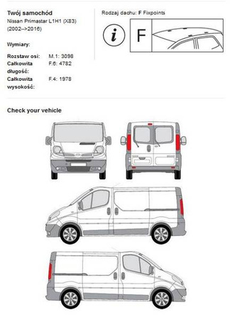 Platforma bagażnik dachowy Opel Vivaro L1H1 01-14