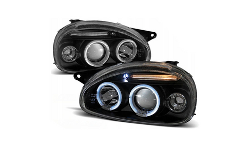 Lampy Opel Corsa B 93-00 Ringi Black Szklany Klosz