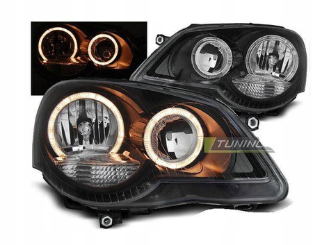 Reflektory przednie VW Polo 9N3 BLACK RINGI