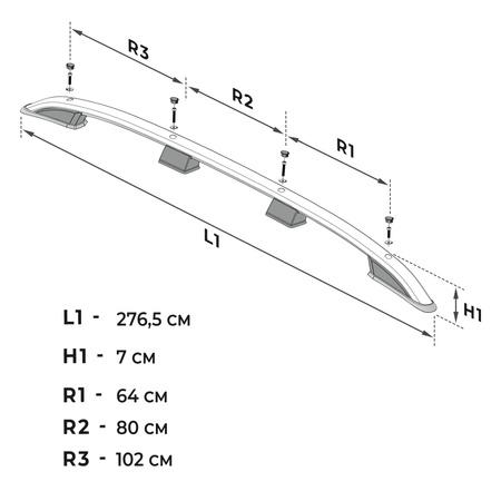 Relingi dachowe Volkswagen Multivan VI T6 L2 | LWB 2015-2019 Srebrny LONG