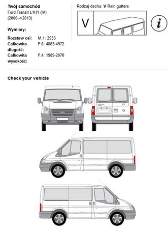 Platforma bagażnik dachowy Ford Transit L1H1 2000-2013r