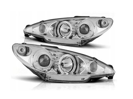 Reflektory przednie Peugeot 206 CHROM RINGI