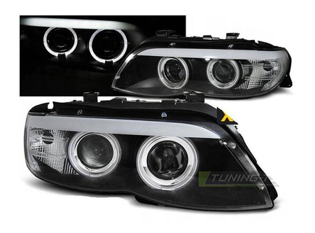 Lampy przednie Bmw X5 E53 03-06 black ringi xenon