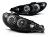 Reflektory przednie Peugeot 206 BLACK RINGI