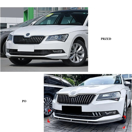Spojler/ splitter przedniego zderzaka SKODA SUPERB MK3 czarny połysk