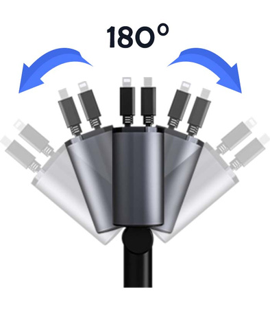 ŁADOWARKA SAMOCHODOWA 4w1 WYSUWANA CHOWANA OBROTOWA DO ZAPALNICZKI 2 X USB-C
