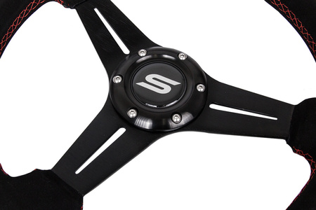 Kierownica SLIDE 330mm offset:45mm Zamsz Red