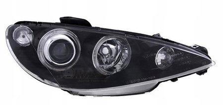 Reflektory przednie Peugeot 206 BLACK RINGI