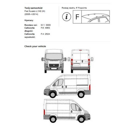 Platforma bagażnik dachowy Fiat Ducato L1H2