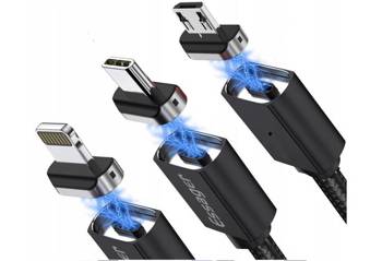 Kabel USB Magnetyczny 2m 3.0A microUSB + USB typ C
