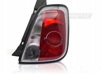 Lampa prawa klosz tyc red white do Fiat 500 07-15