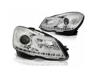 Lampy Reflektory Mercedes W204 11-14 CHROME LED