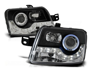 Reflektory lampy przednie Fiat Panda 03- Black Led