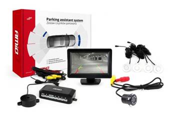 Zestaw czujników parkowania TFT01 4,3" z kamerą HD-307-IR 4 sensory białe