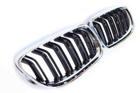 GRILL (NERKI) BMW E90 08-11 PODWÓJNE BLACK CHROM