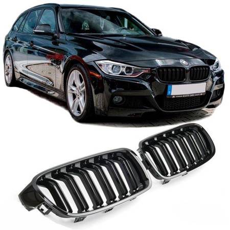 GRILL NERKI BMW F30 F31 11-18 BLACK GLOSSY DOUBLE