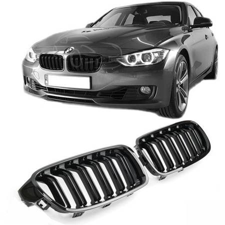 GRILL NERKI BMW F30 F31 11-18 BLACK GLOSSY DOUBLE