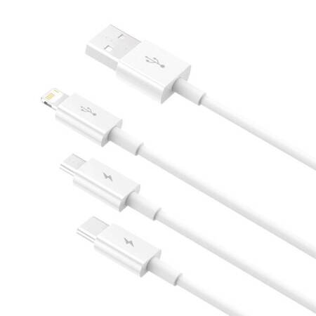 Kabel USB 3w1 Baseus Superior Series, USB do micro USB / USB-C / Lightning, 3.5A, 1.2m (biały)