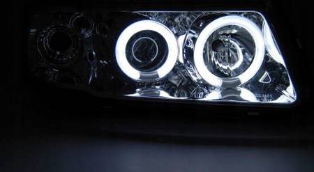 LAMPY SOCZEWKOWE AUDI A3 8L 96-00 RINGI CCFL CHROM