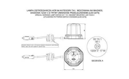 Lampa ostrzegawcza HOR 84 z magnesem, diodowa 12/24 V (kilka trybów zmienianych przełącznikiem)