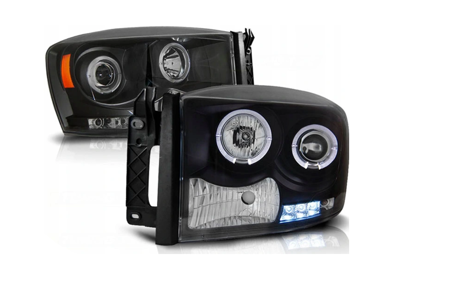 Lampy Przednie Dodge Ram 06-08 Angel Eyes Black