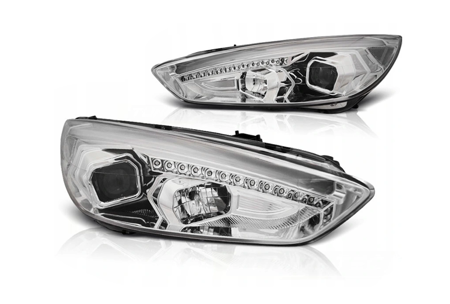 Lampy Przednie Ford Focus Mk3 15- Chrome Drl Led