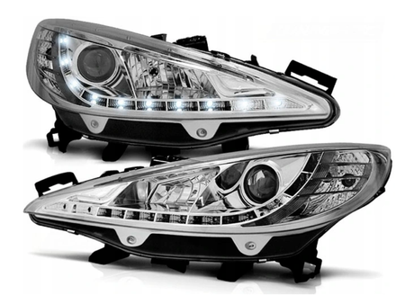 Lampy Reflektory Peugeot 207 06-09 Daylight Chrome