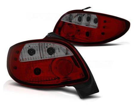 Lampy Tylne Nowe Peugeot 206 10.98- Red Smoke