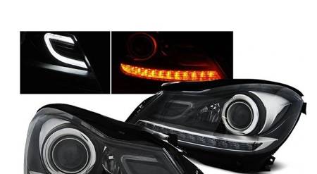 Lampy przednie Mercedes W204 Black H7 XENON LOOK D