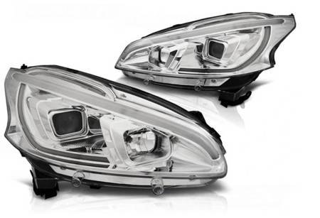 Lampy reflektory Peugeot 208 12-15 chrome led drl