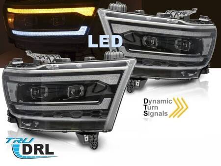 Lampy reflektory full LED black do Dodge Ram 19-22