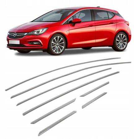 Listwy górne nad szyby boczne do OPEL ASTRA 5 K 2015-2022 HB | stal | chrom