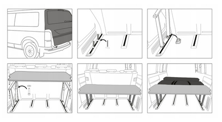 Łóżko kempingowe półka VW T5 T6 T6.1 Multivan 2019+