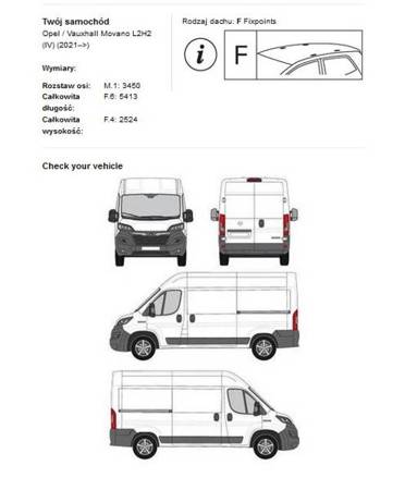 Platforma bagażnik dachowy Opel Movano L2H2 2021->