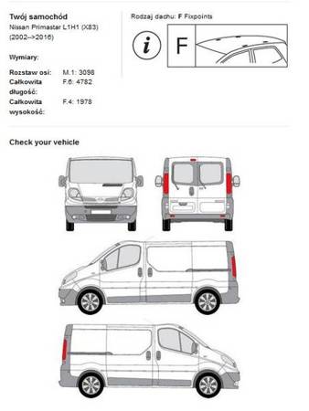 Platforma bagażnik dachowy Renault Traffic L1H1 01-14