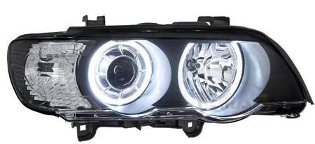 Reflektory lampy przednie BMW X5 BLACK xenon ringi