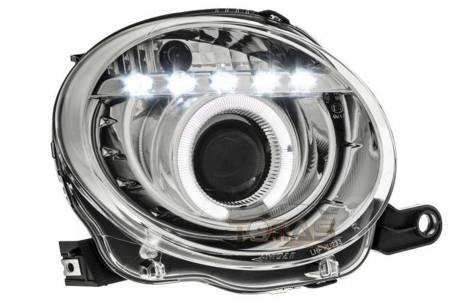 Reflektory lampy przednie Fiat 500 07- Chrom led r