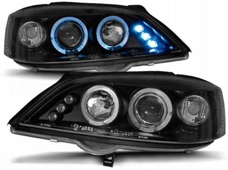 Reflektory lampy przednie Opel Astra G RINGI BLACK