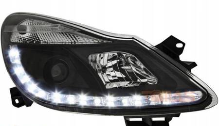 Reflektory lampy przednie Opel Corsa D Black Dayli